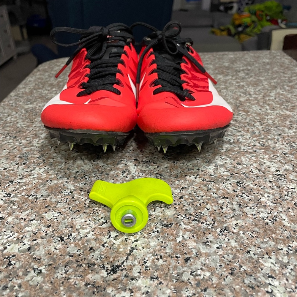 Nike Red and Black Track Sneakers with Athletic Appeal With Cleat Remover